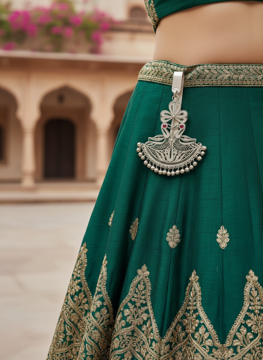 925 Pure Silver Peacock Keychain | Hand-Carved Mayur Accessory