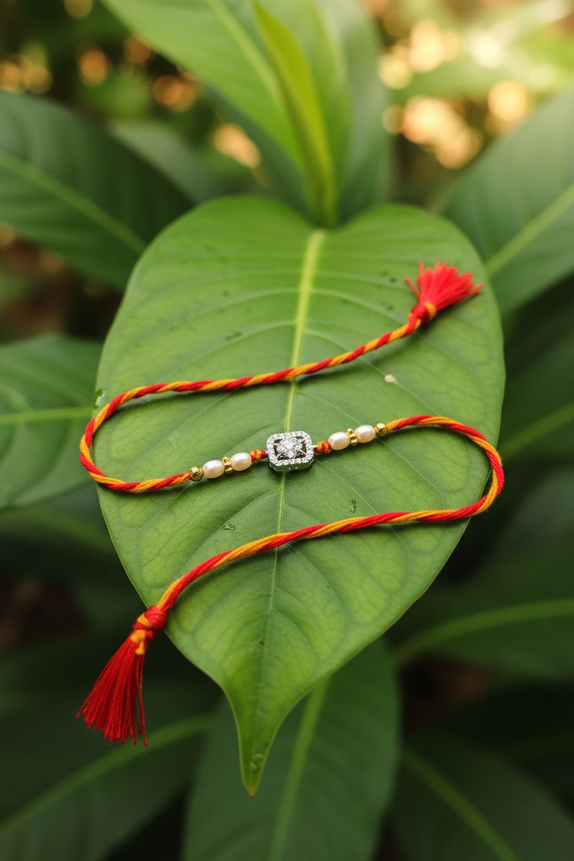 92.5 Sterling Silver Square Floral Rakhi for Brother