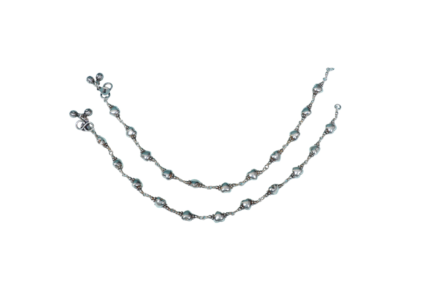 Pure 925 Silver Anklets - Beaded Single-Strand Enduring Payal Set