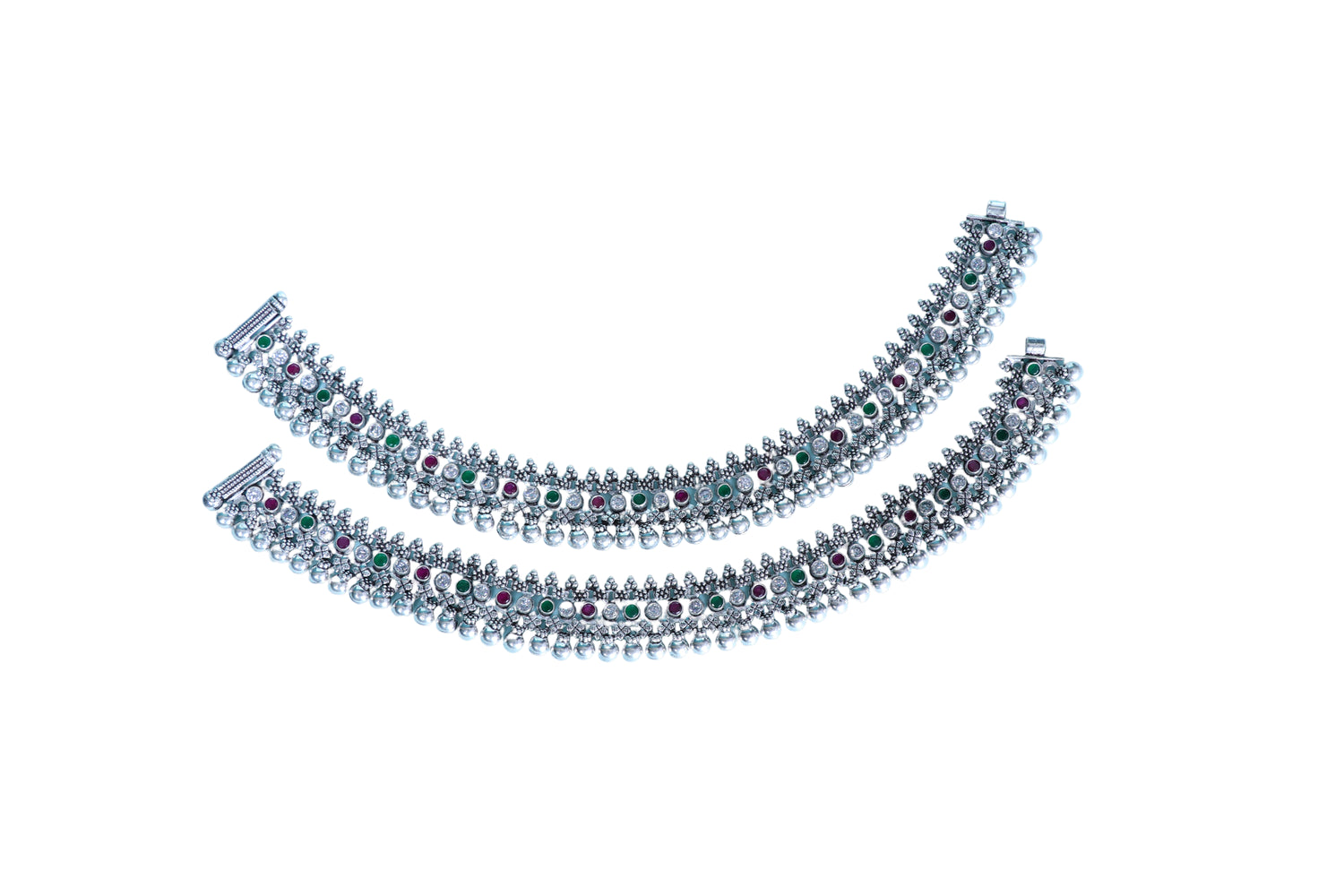 Pure 925 Silver Anklets - Beaded Single-Strand Enduring Payal Set