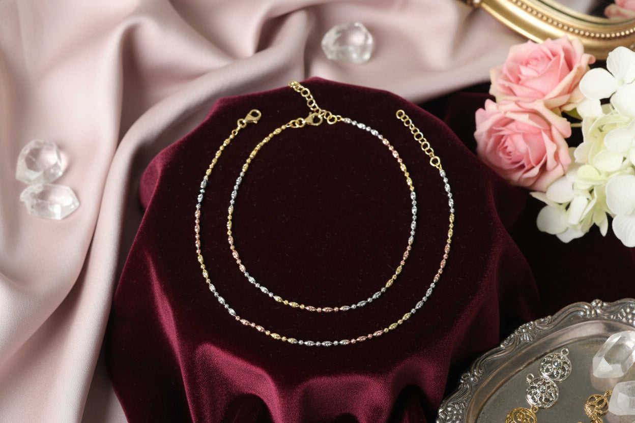 Pure 925 Silver Anklets - Beaded Single-Strand Enduring Payal Set