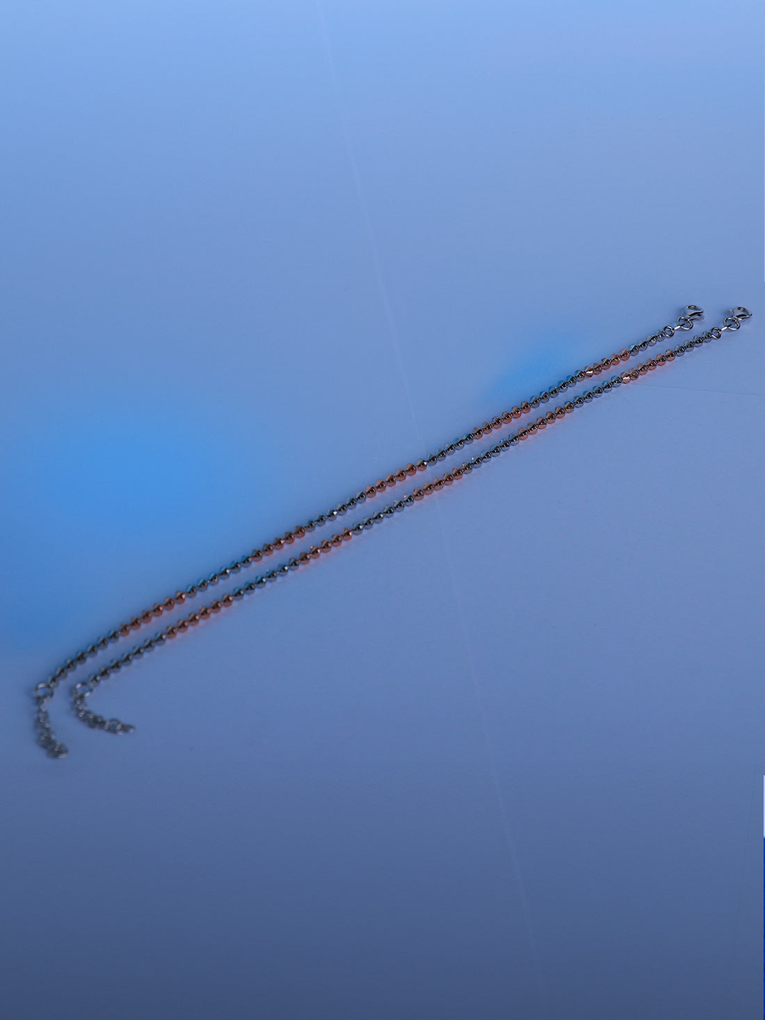 Dual Tone Beaded Anklets – 92.5 Pure Silver