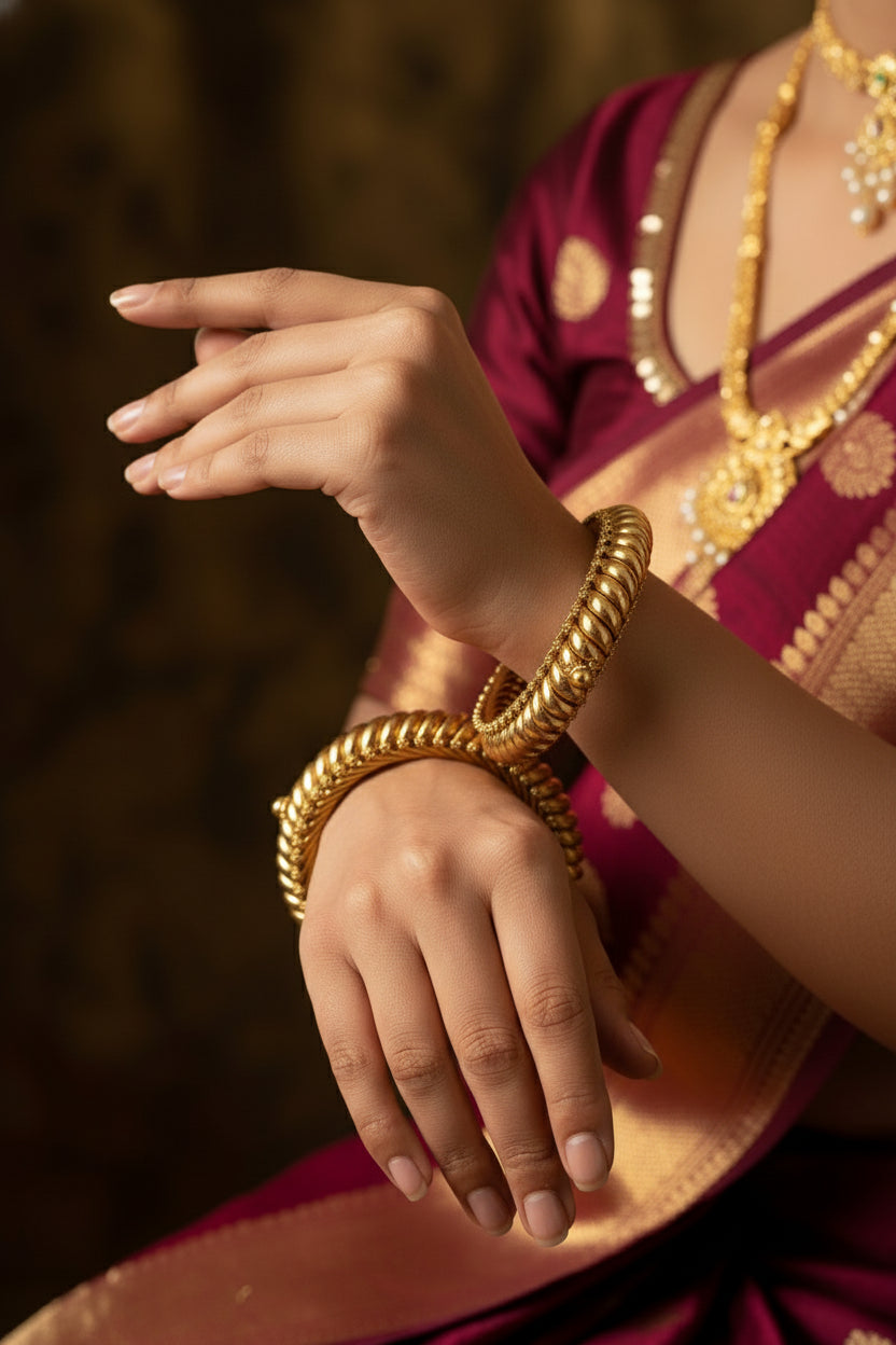 Handcrafted 925 Silver Bangle - Substance & Luminescence Finish