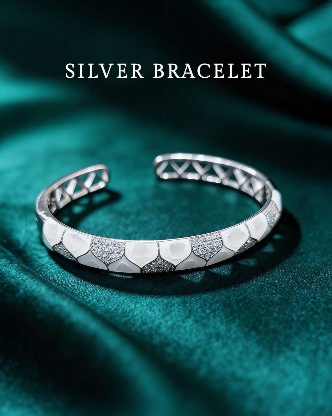 92.5 Pure Silver White Enamel Diamond Bracelet - SJBS-371085