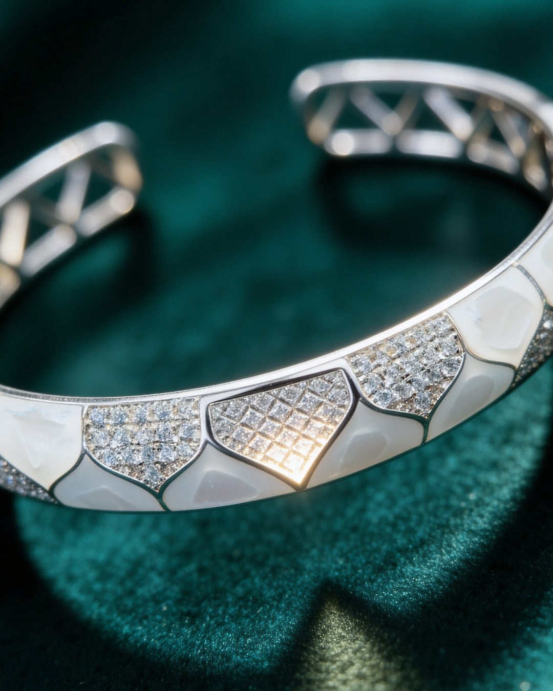 92.5 Pure Silver White Enamel Diamond Bracelet - SJBS-371085