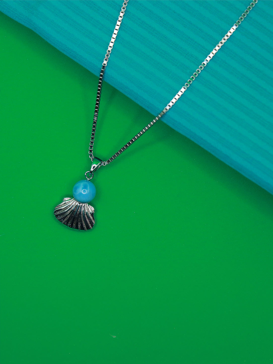 92.5 Pure Silver Ocean Shell Pendant Chain