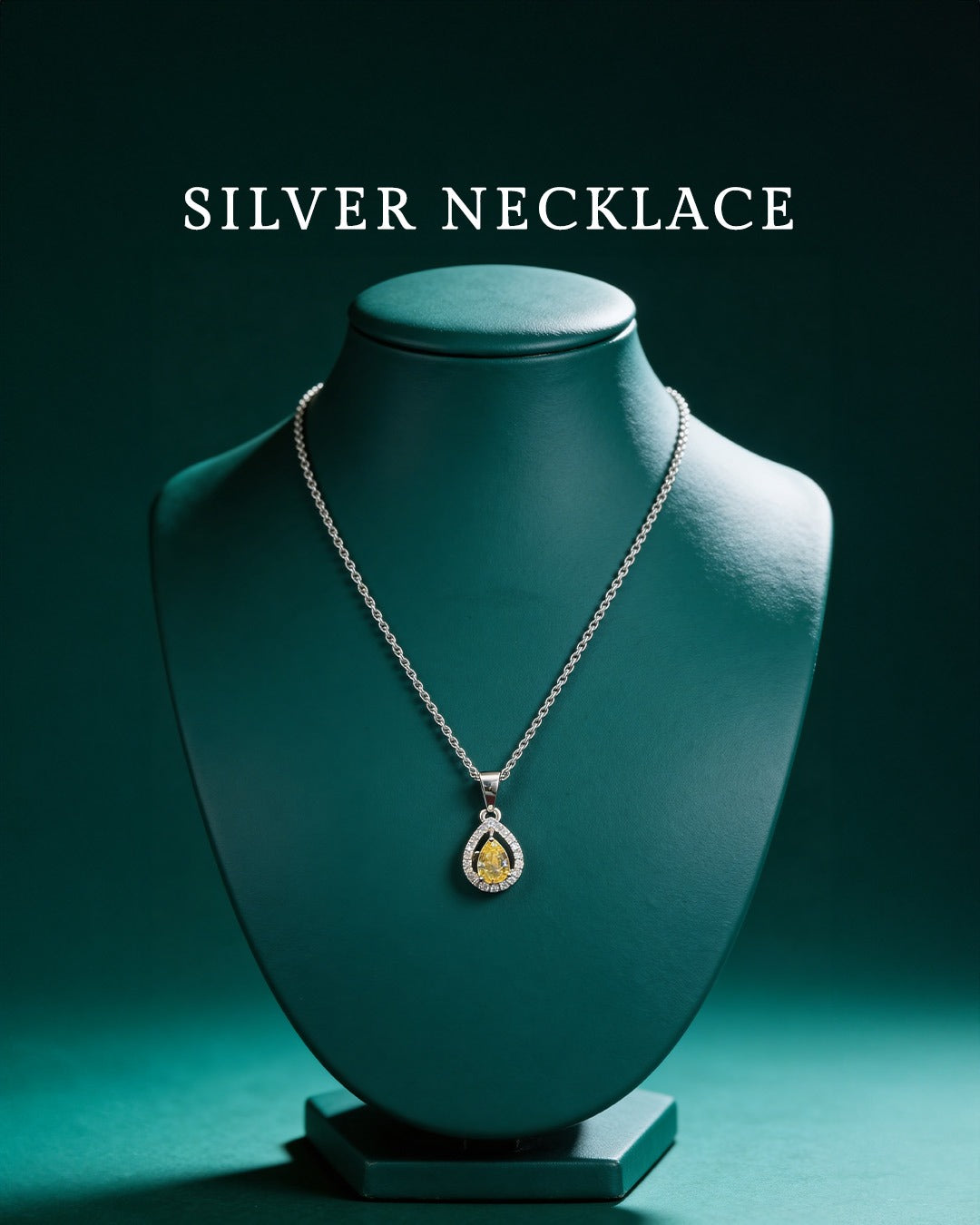 92.5 Pure Silver Yellow Stone Pendant Necklace for Women - SJC-768447