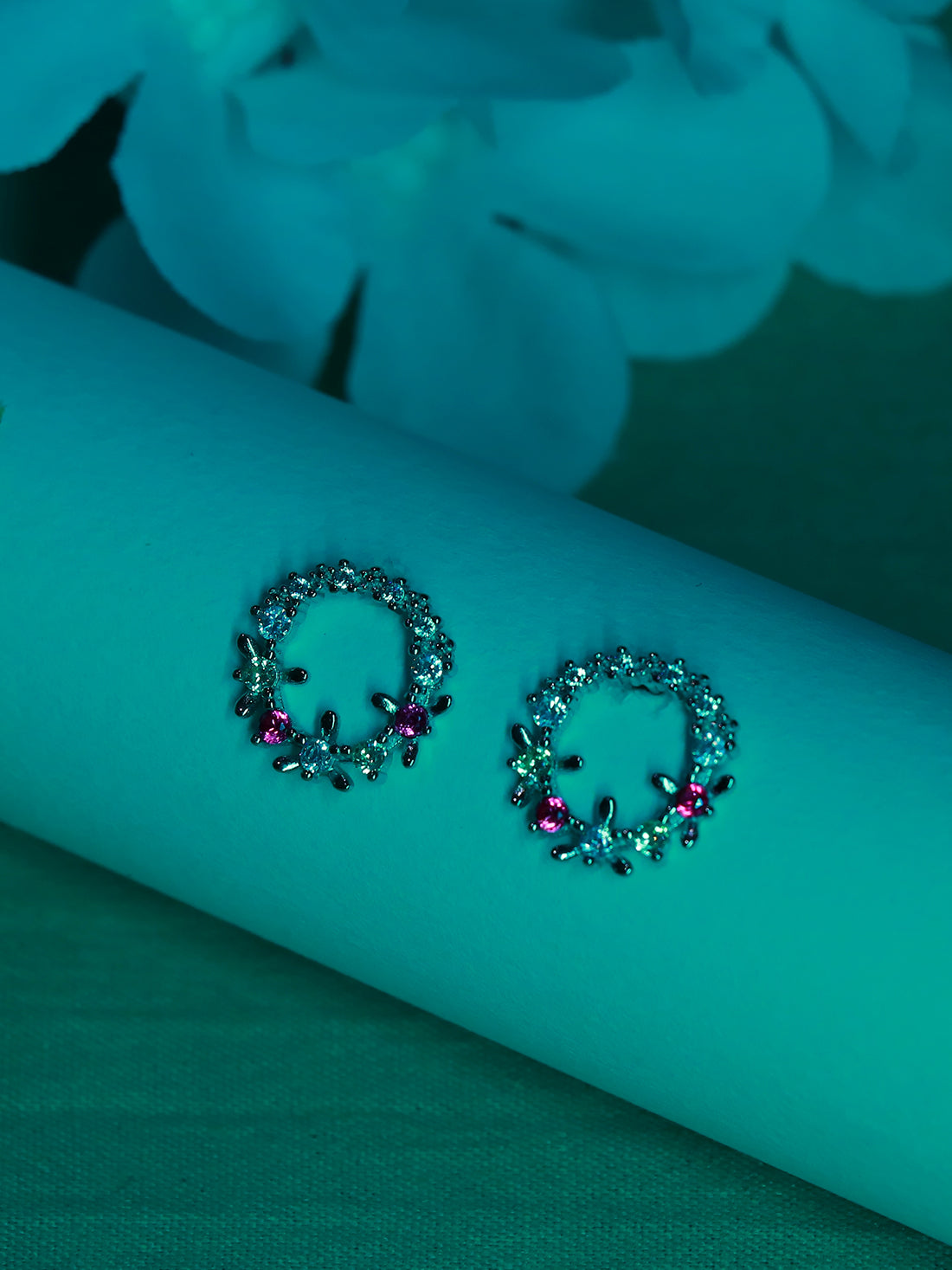 Floral Circle Stud Earrings – 92.5 Pure Silver