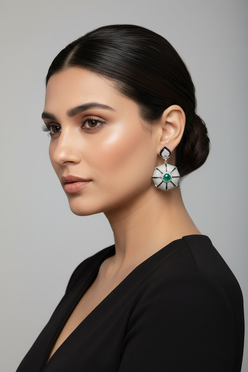 Heavy 925 Silver Temple Drop Earrings - Auspicious Jewelry