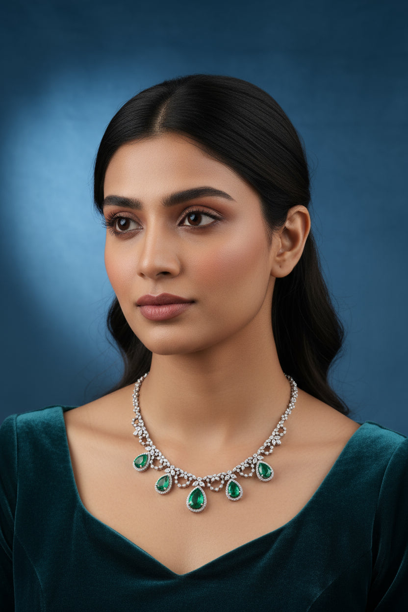 Elegant 925 Silver Necklace - Auspicious CZ Jewelry