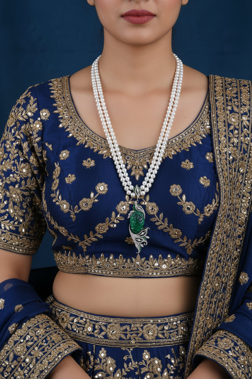 Heavy 925 Silver Temple Jewelry - Auspicious Festive Necklace