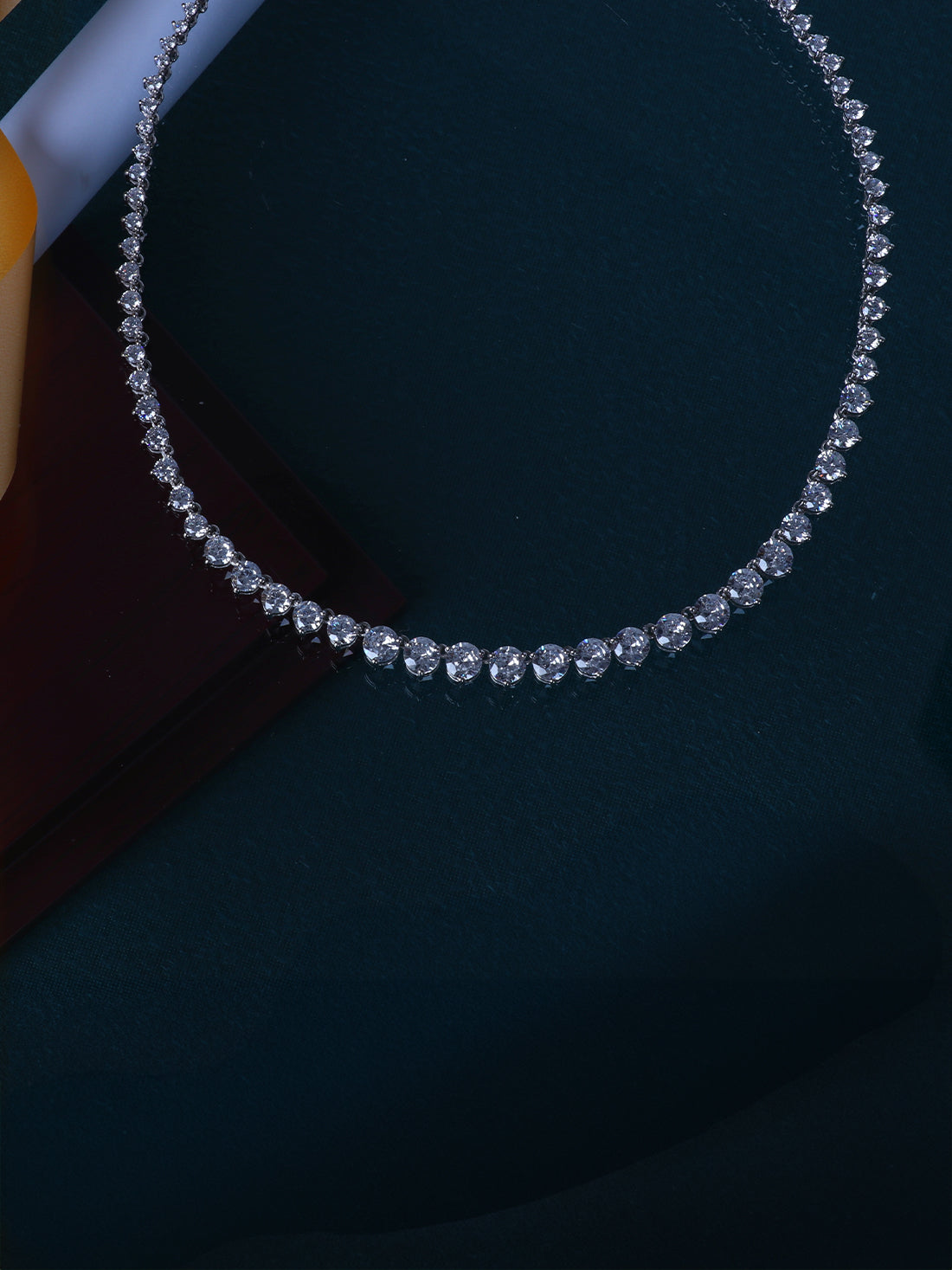 Single Line Solitaire 92.5 Pure Silver Necklace