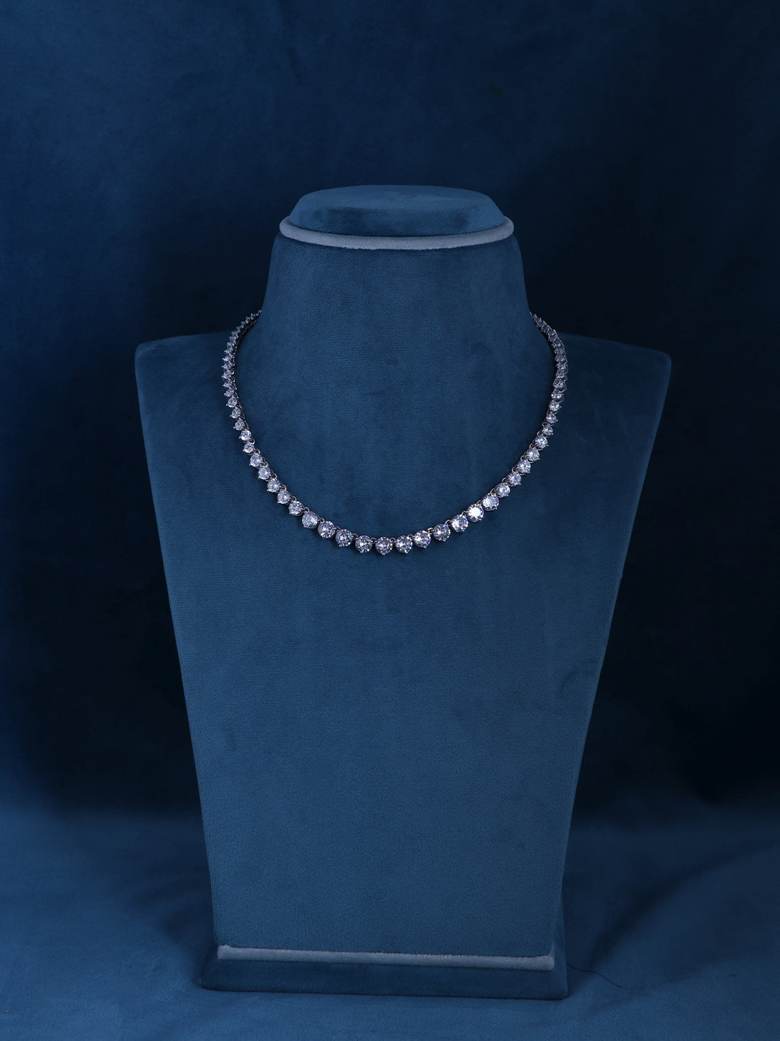 Single Line Solitaire 92.5 Pure Silver Necklace