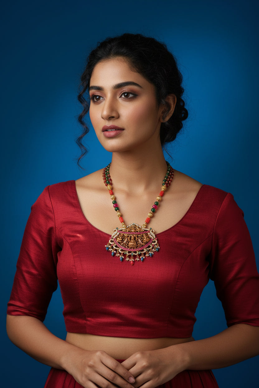 Heavy 925 Silver Temple Jewelry Set - Auspicious Festive Wear