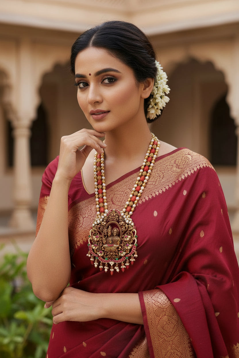 Heavy 925 Silver Temple Jewelry - Auspicious Festive Wear