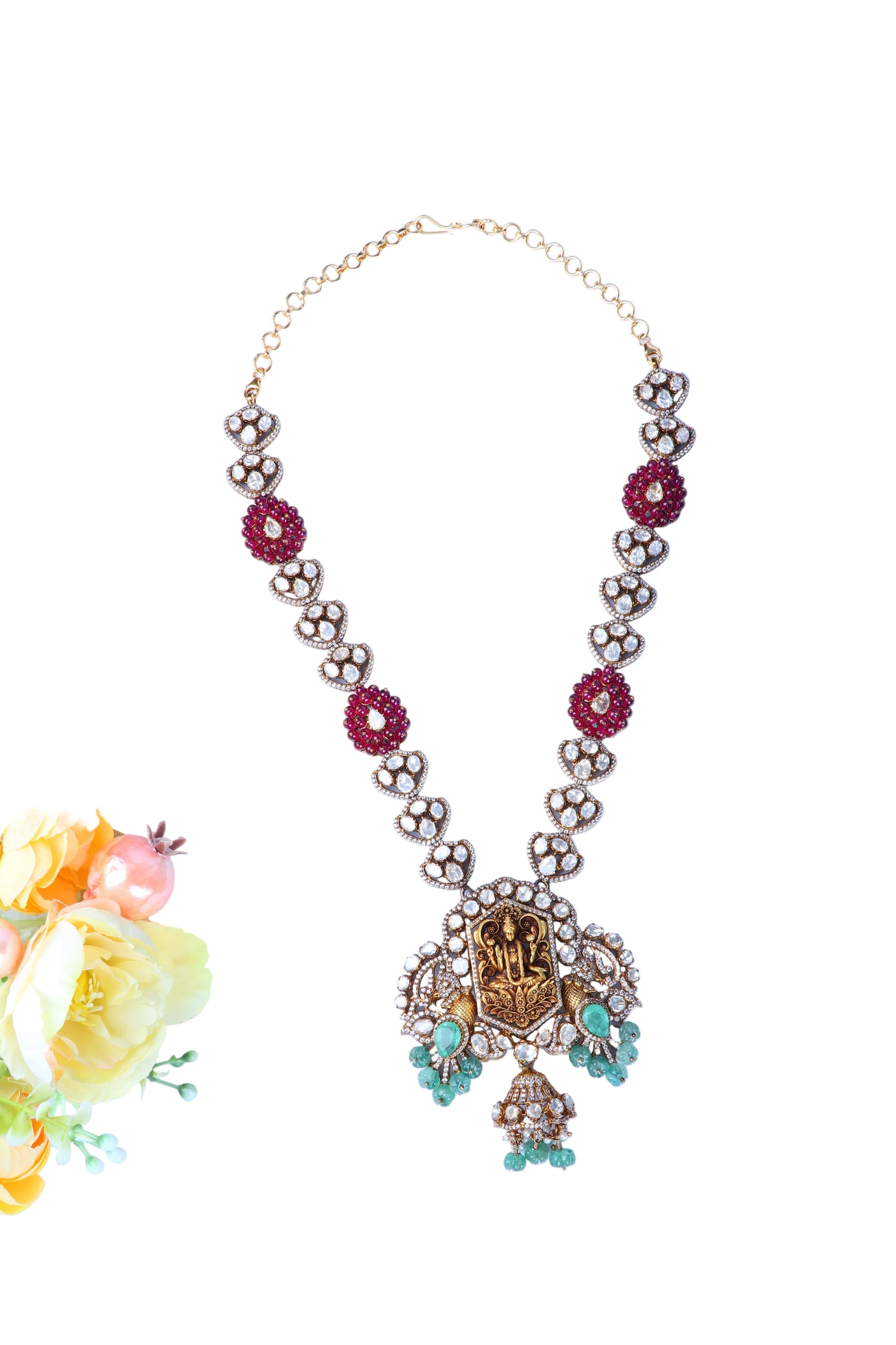 Heavy 925 Silver Temple Jewelry Necklace - Auspicious Festive Wear