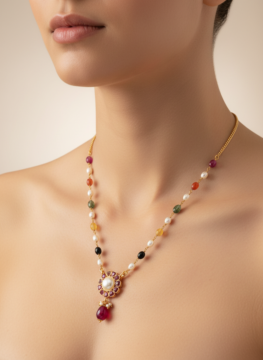 Statement Pure 925 Silver & Gemstone Mala | Elaborate Side Clasp Heirloom