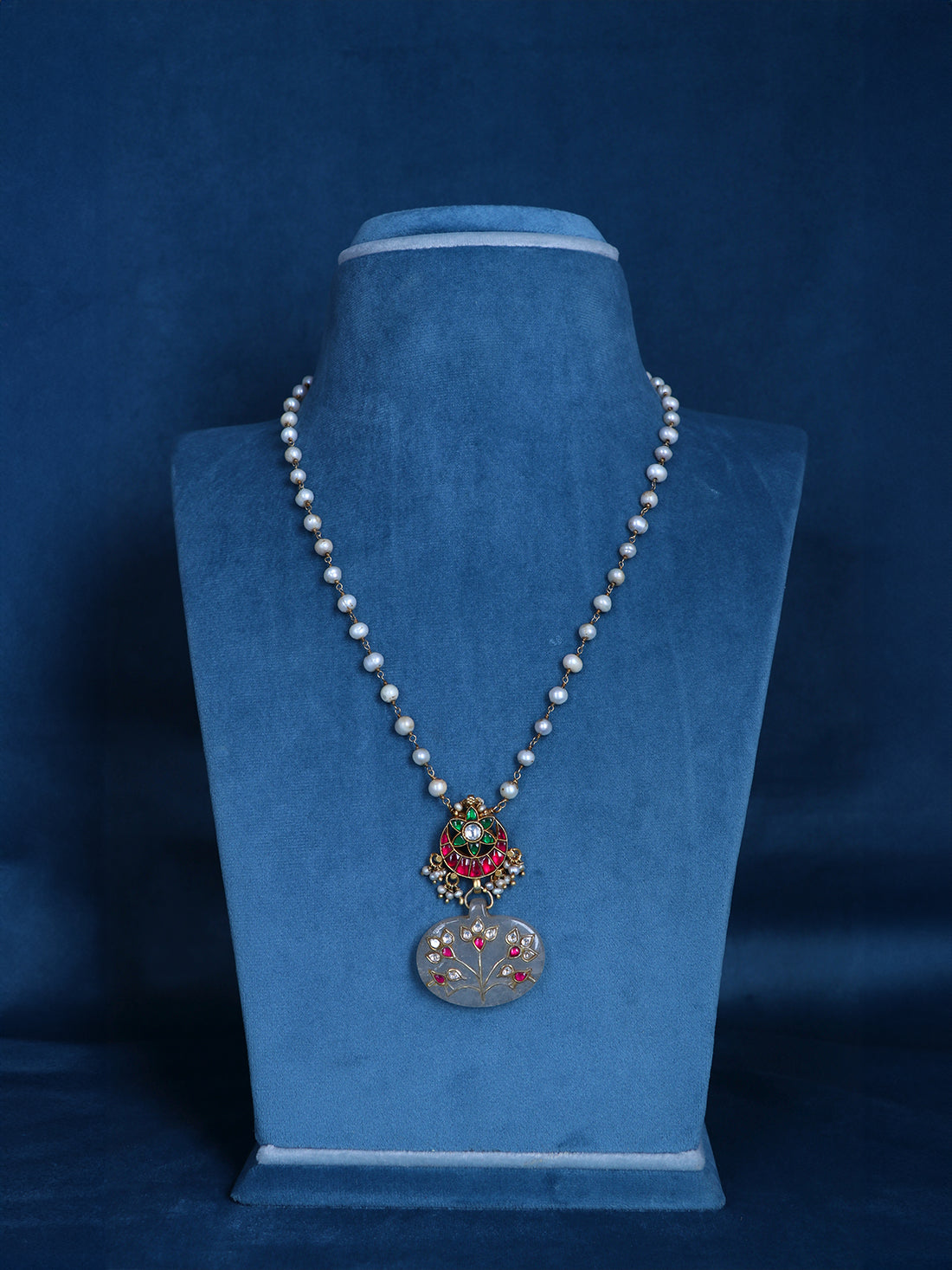 Floral Pendant Kundan 92.5 Pure Silver Necklace