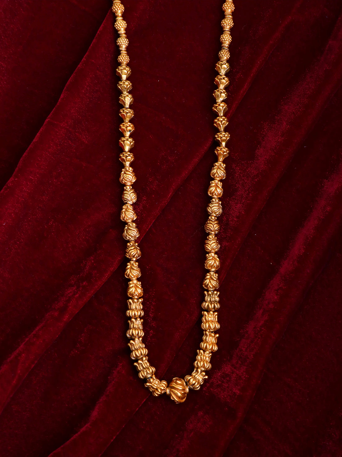 Antique Gold Finish 92.5 Pure Silver Traditional Mala