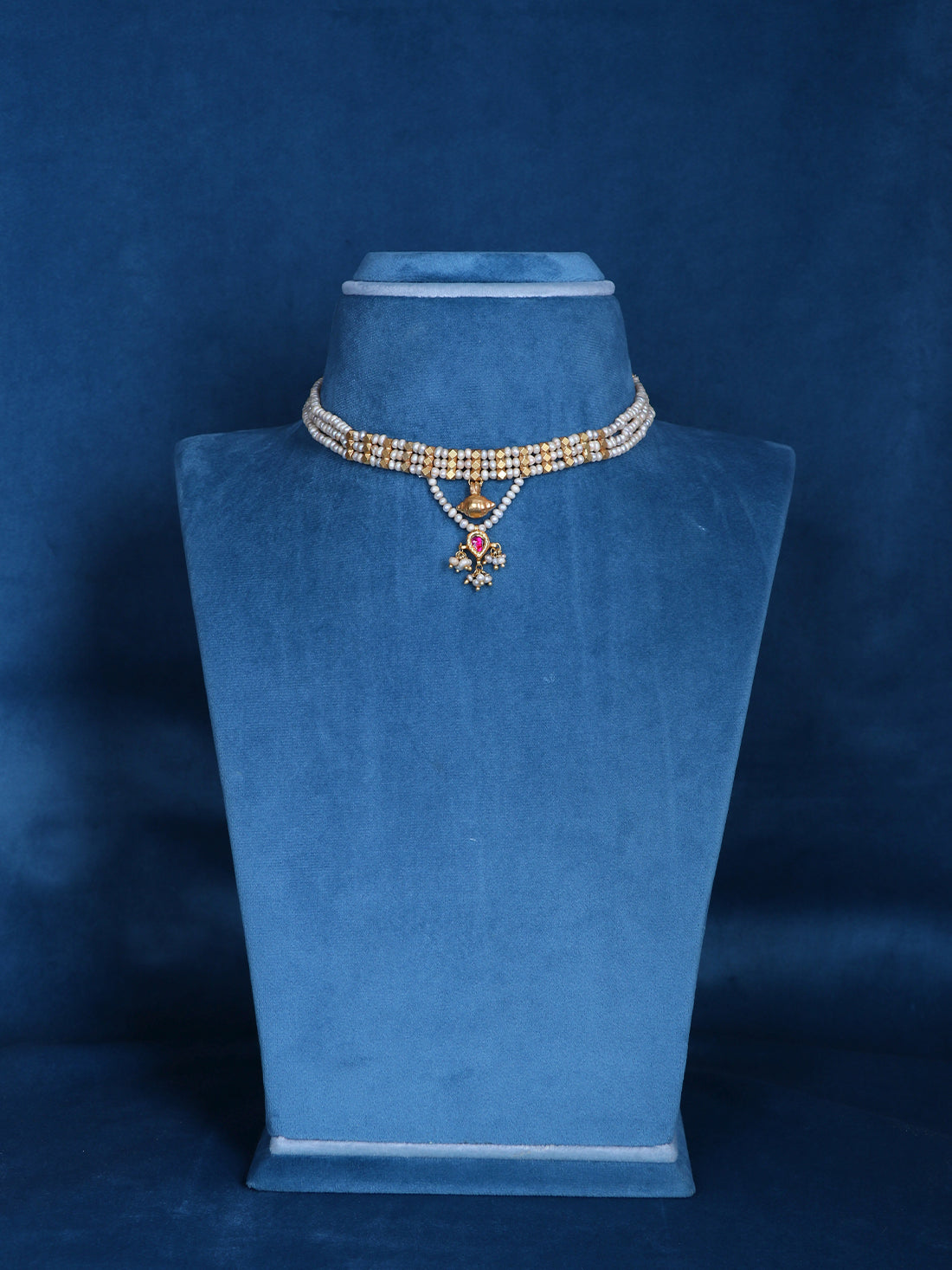 Traditional Pearl Choker 92.5 Pure Silver Necklace