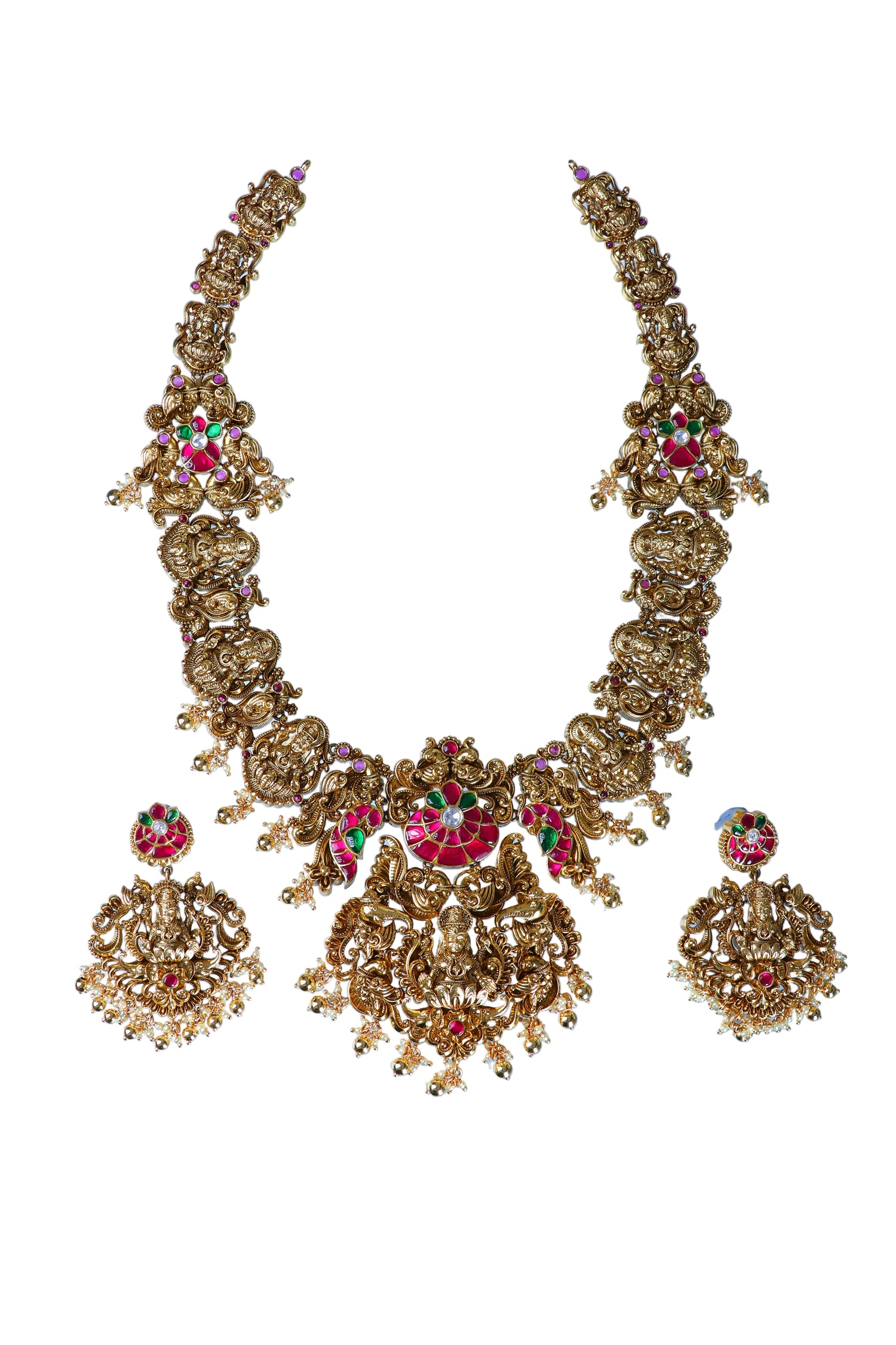 Elegant 925 Silver Necklace Set - Auspicious Kundan Jewelry