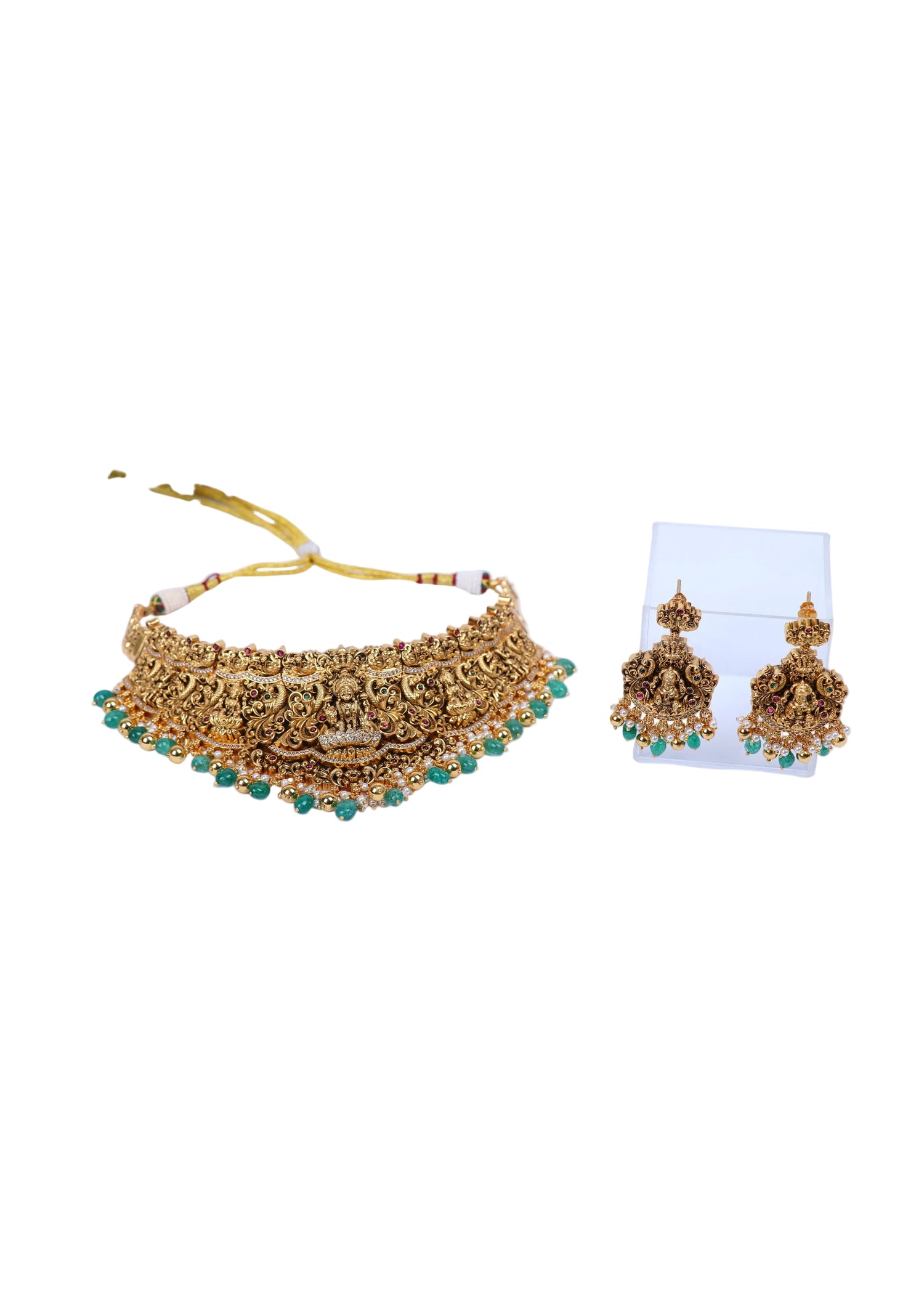 Pure 925 Silver Temple Necklace Set – Traditional Festive Ensemble