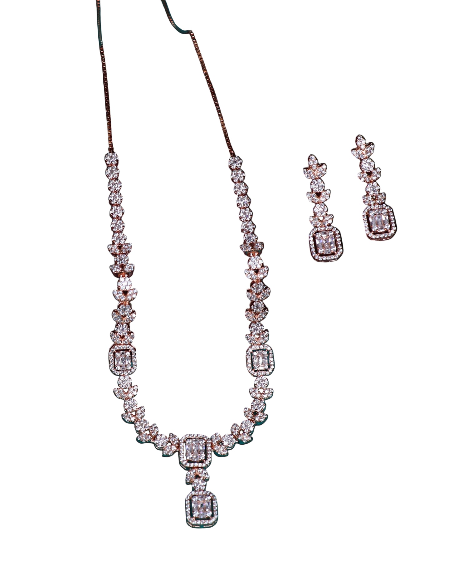 Heavy 925 Silver CZ Jewelry Set - Auspicious Festive Wear