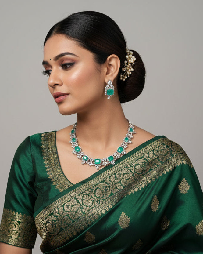 Pure 925 Silver Layered Geometric Necklace Set – Modern Statement