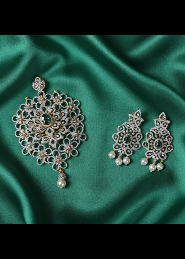 Pure 925 Silver Pendant Set - Traditional Design Enduring Festive Wear