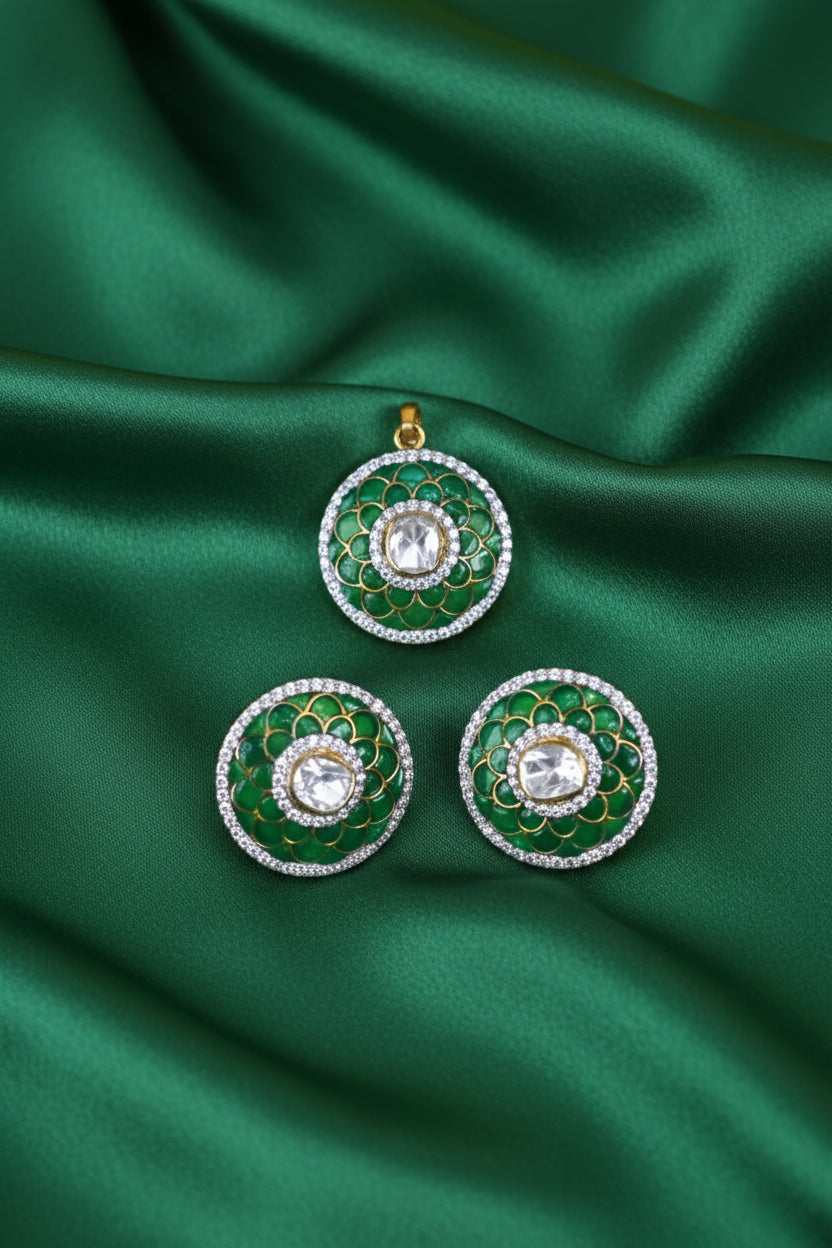 Pure 925 Silver Pendant Set - Traditional Design Enduring Festive Wear