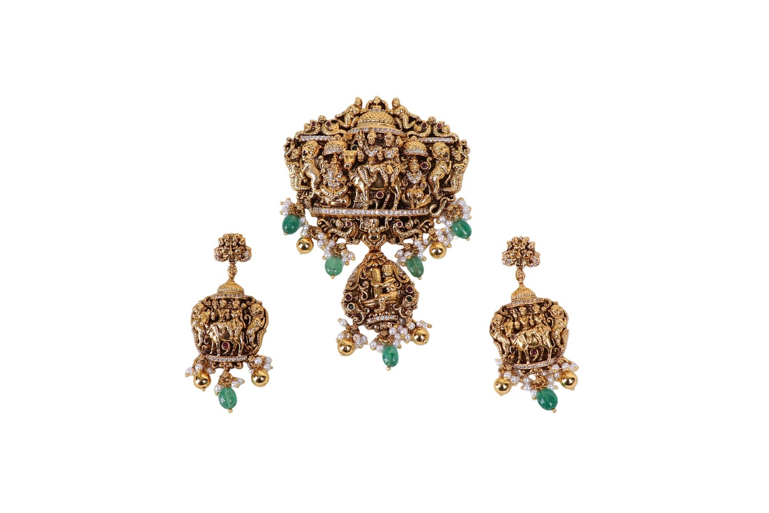 Elegant 925 Silver Temple Jewelry Set - Auspicious Accessory