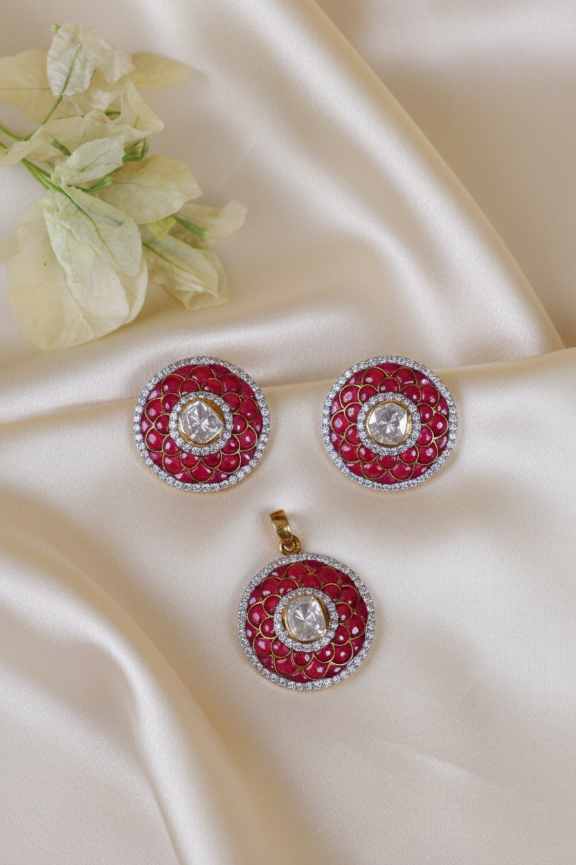 Pure 925 Silver Pendant Set - Traditional Design Enduring Festive Wear