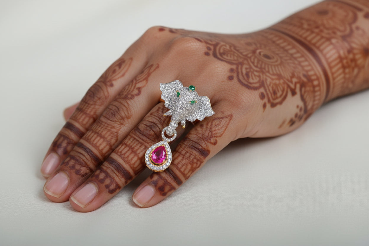 Heavy 925 Silver Wedding Ring - Auspicious Temple Jewelry