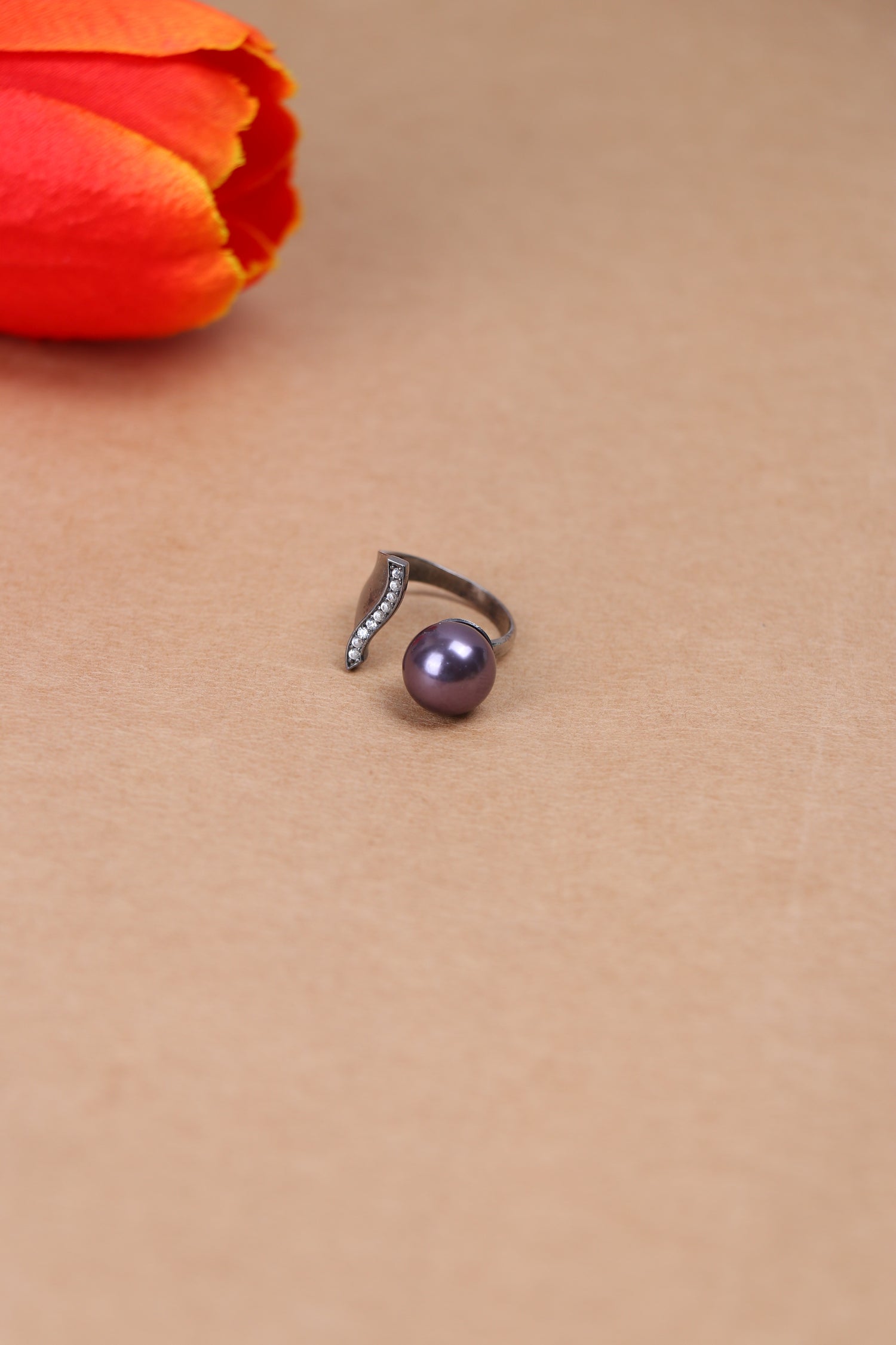 Purple Pearl 92.5 Pure Silver Statement Ring
