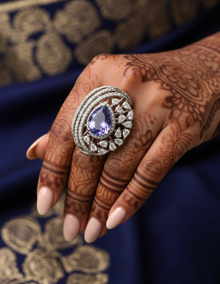 925 Silver Wide Geometric Ring for Modern Women