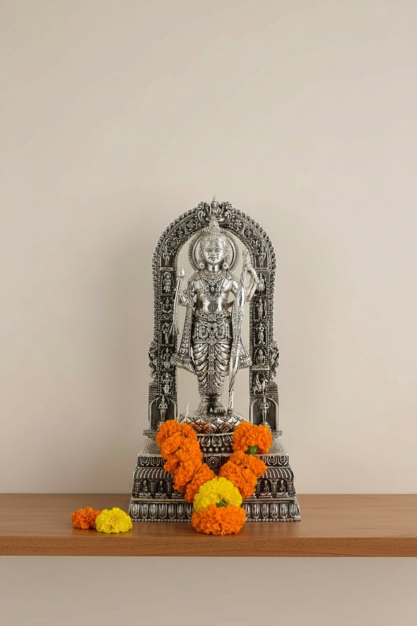 925 Sterling Silver Ram Lalla Idol | Spiritual Gift for Home Temple