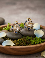Shop floral cluster stud blue stones pure silver earrings