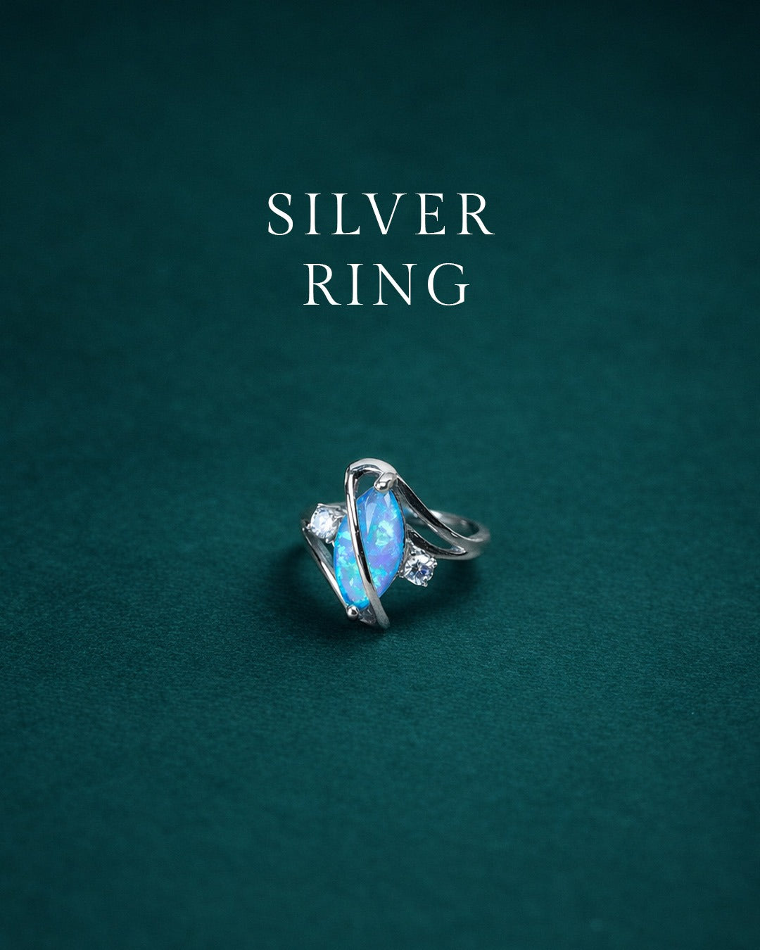 92.5 Pure Silver Blue Stone Ring SJR-540282