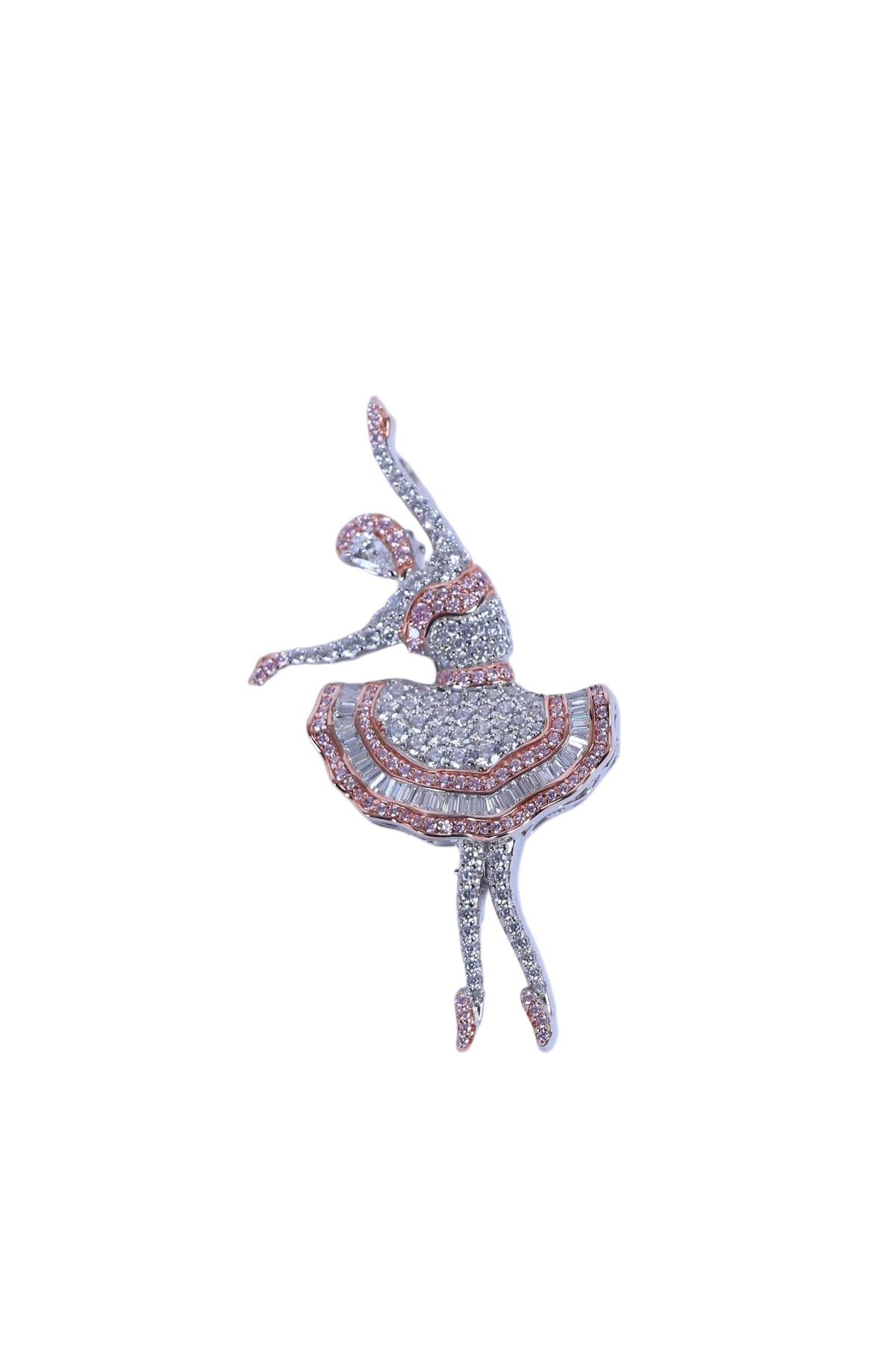 Buy designer silver brooch for men with dancer motif and sparkling clear crystal detailing.