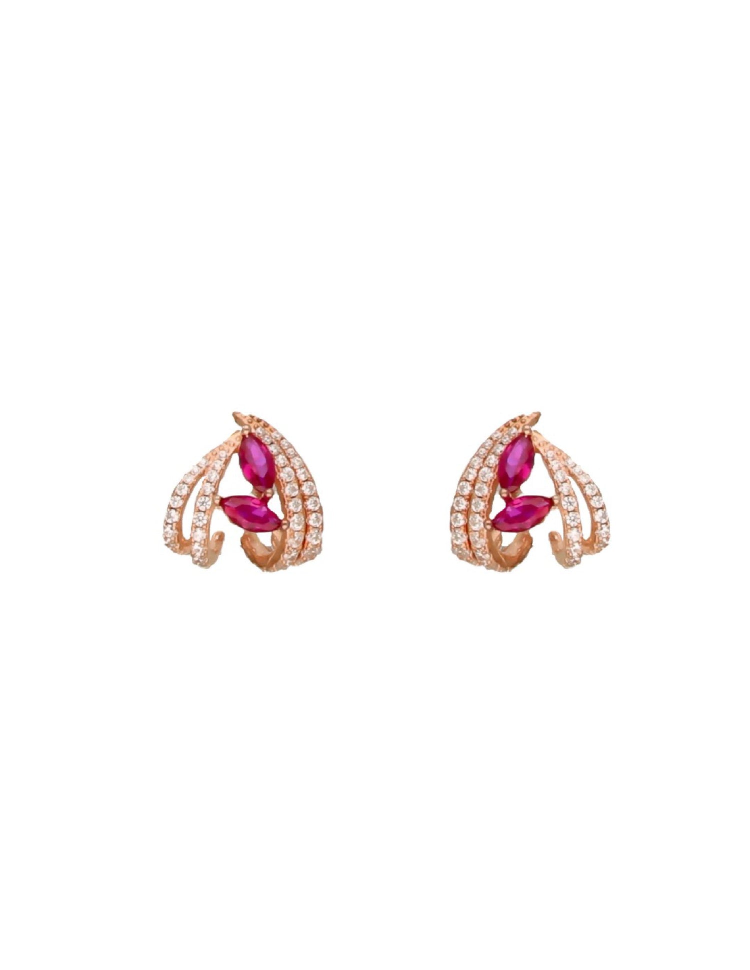 Buy women’s silver stud earrings with pink marquise stones and sparkling crystal detailing online.