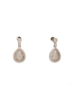 Buy pure silver teardrop earrings for women with layered white stone detailing online.