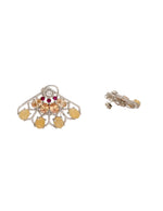 Buy women’s silver earrings with yellow stone drops, red accents and sparkling crystal detailing online.