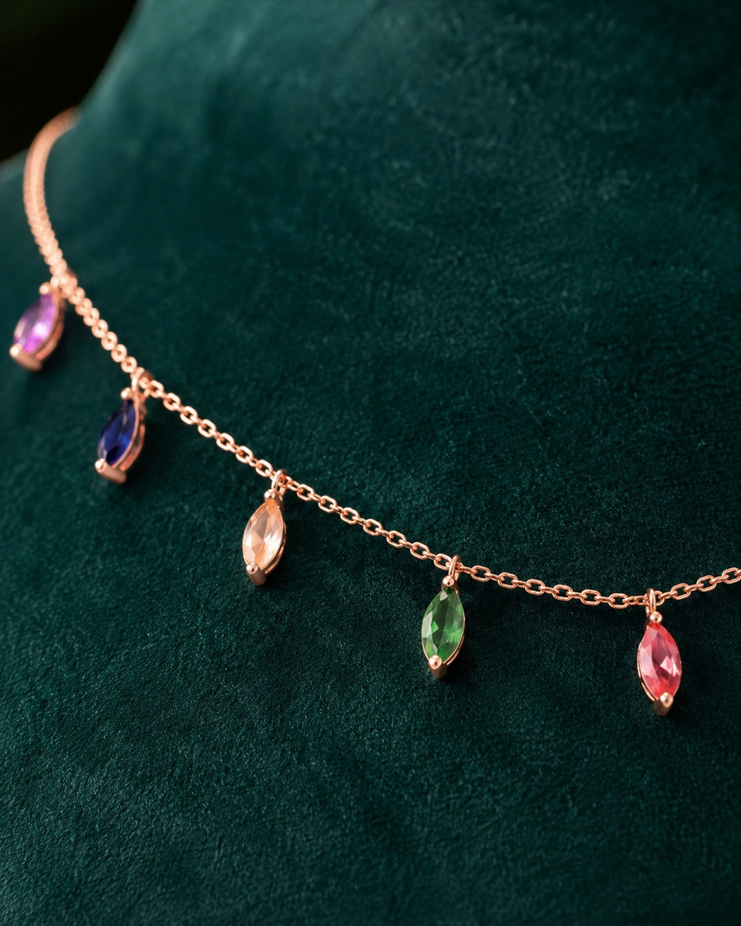92.5 Pure Silver Multicolour Drop Necklace for Women