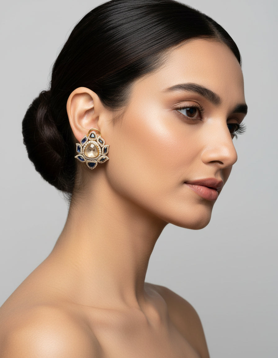 Shop floral cluster stud pure silver earrings for women