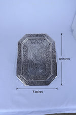 Octagonal 925 silver decorative tray, 10 in tall, 7 in wide, etched texture