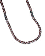 Pure sterling silver rope-link chain necklace with braided texture for men.