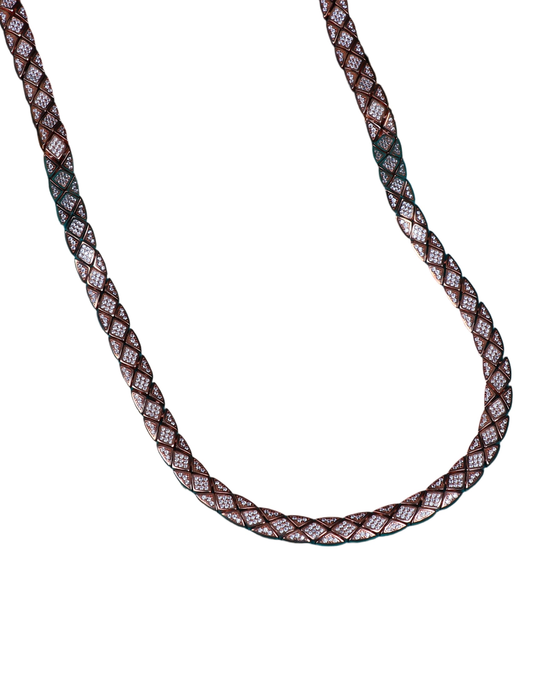 Pure sterling silver rope-link chain necklace with braided texture for men.