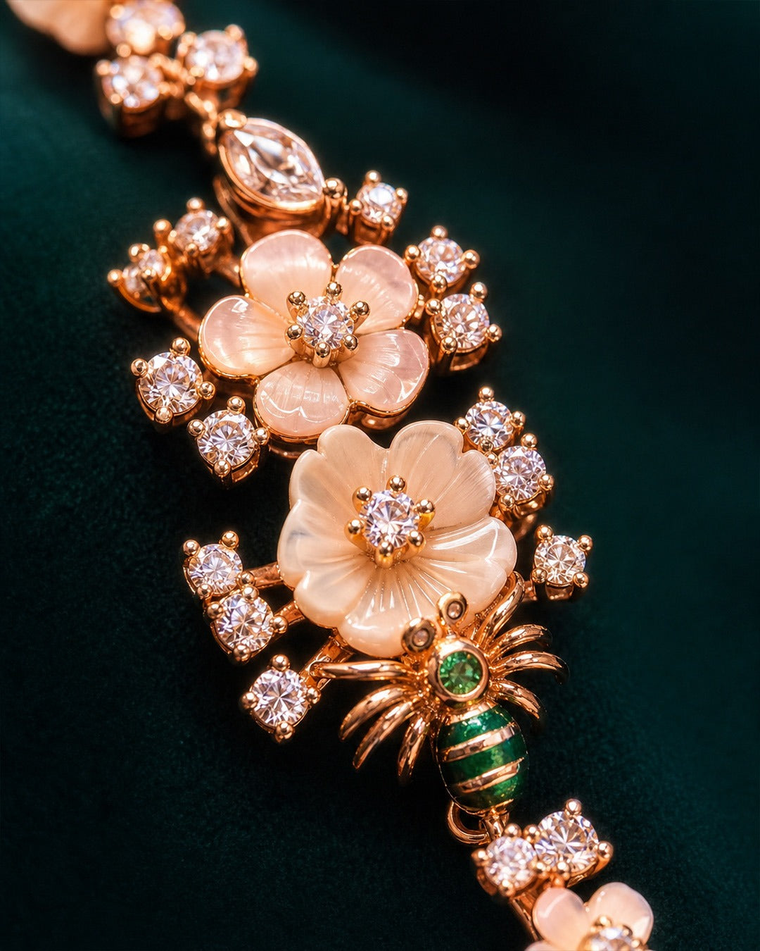 Pure 92.5 Silver Floral Bracelet for Women | Rose Gold Designer Bracelet