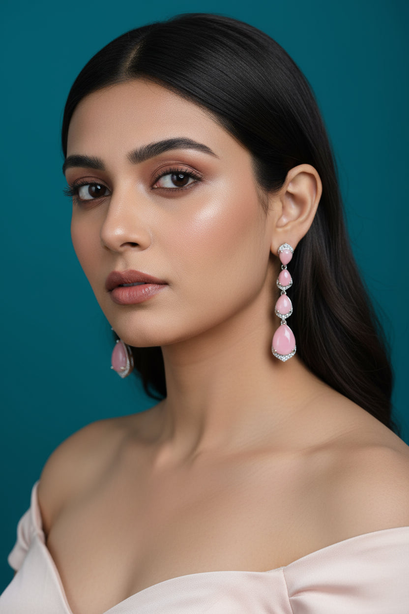 Shop pink teardrop silver earrings for women