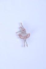 Shop silver brooch online featuring an elegant dancer design with clear crystal accents.